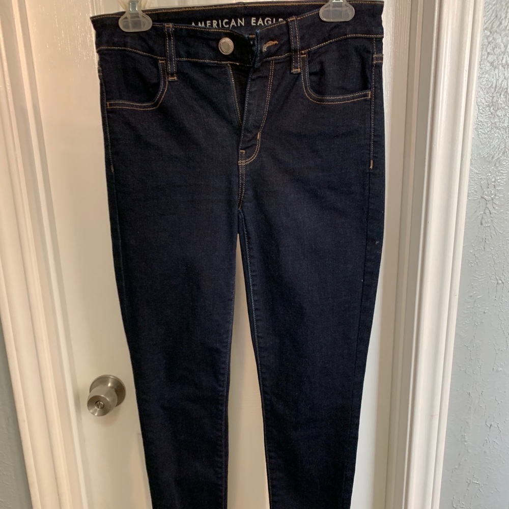 High rise jeggings, dark denim